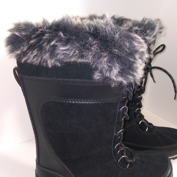 C9 by Champion Black Leather & Suede Faux Fur Trimmed Snow Boots- Size 7 NWOT - Picture 6 of 12